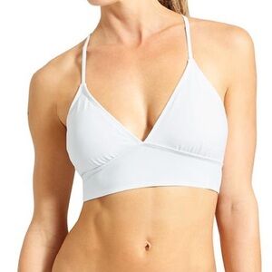 VS PINK | Lightly Lined Strappy Plunge Longline Bralette in White Size Medium